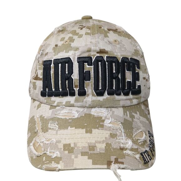 Air Force Slideback Hat Camouflage One Size Adjustable Embroidered Distressed - Picture 1 of 8